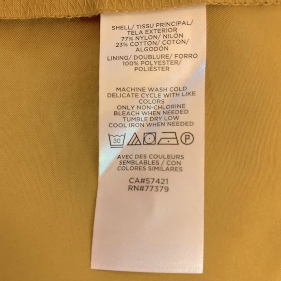 LOFT WOMENS MUSTARD YELLOW CROCHET CAP SLEEVE FORMAL / CASUAL SHIFT DRESS SIZE S - Picture 10 of 10